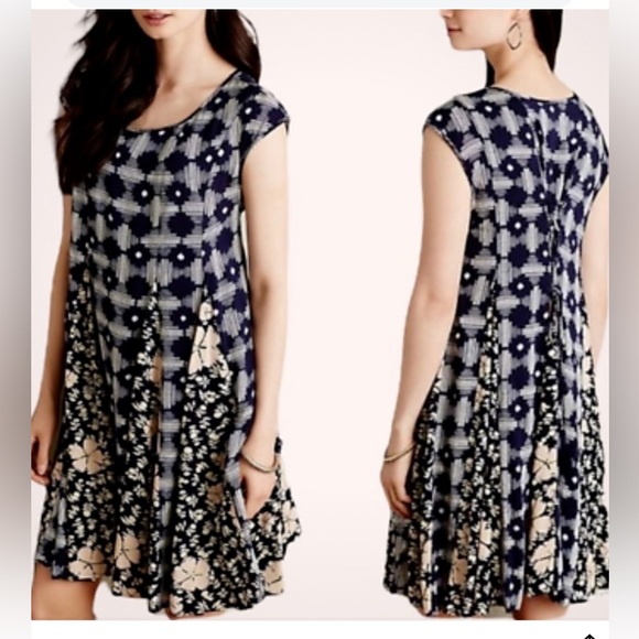 Anthropologie Maeve Geometric & Floral Women's Mini Dress Size XS